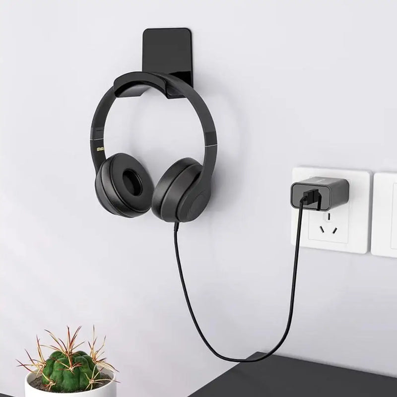 Headphone Stand Adhensive Plastic Wall Mount Hanger Under Desk