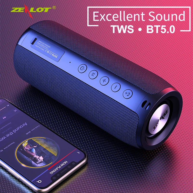 ZEALOT S51 Bluetooth Speaker – Wireless Soundbar with TWS, Portable Heavy Bass Stereo, AUX, Micro SD, USB Disk Play, and Microphone Support