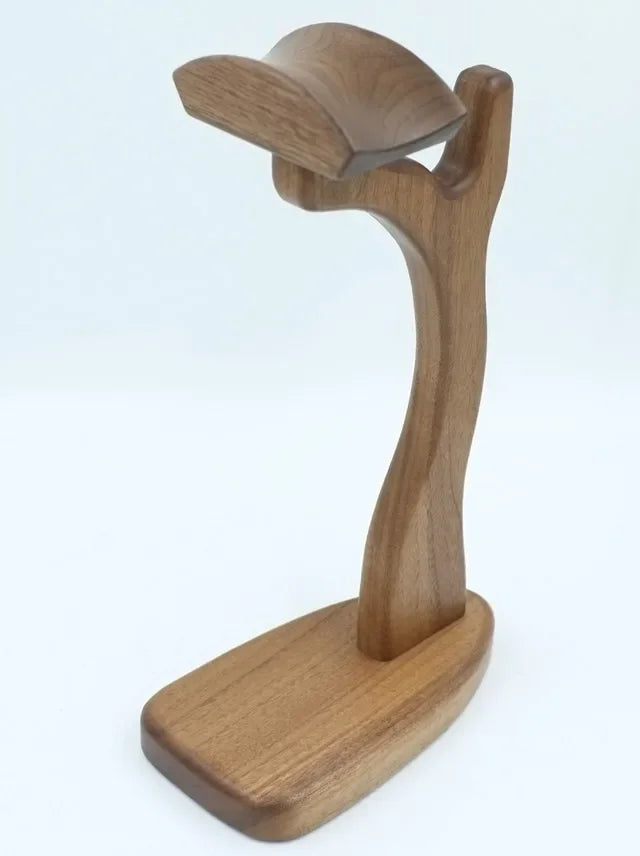 Walnut Wood Headphone Stand Custom Space Saving Gaming Headset