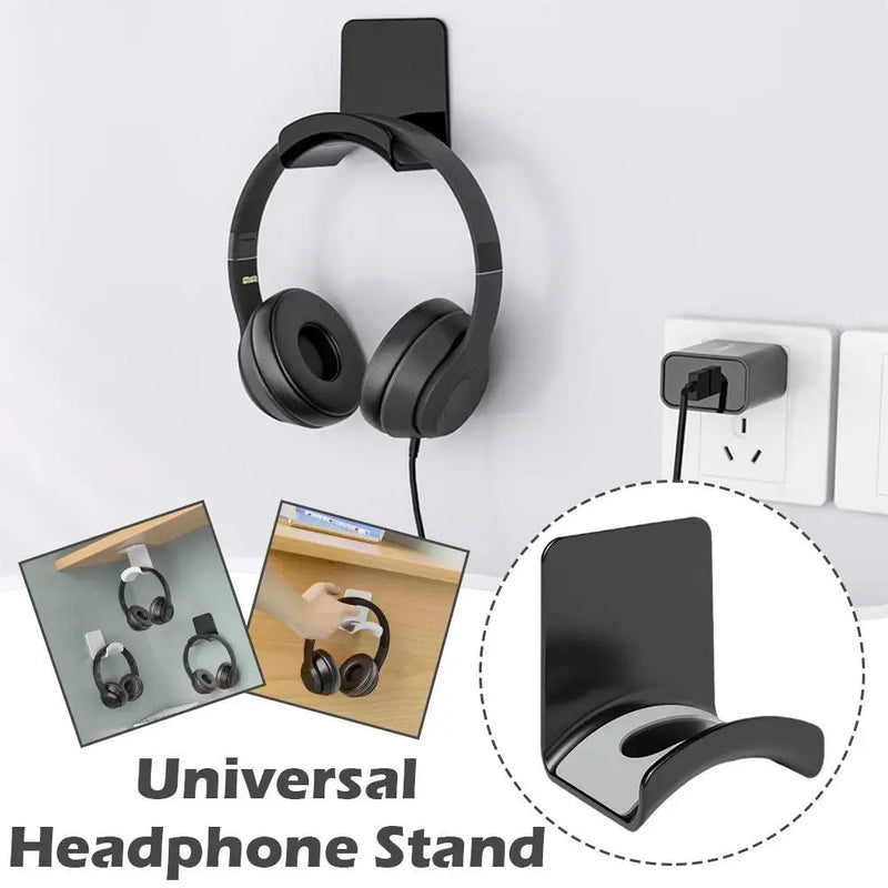 Headphone Stand Adhensive Plastic Wall Mount Hanger Under Desk