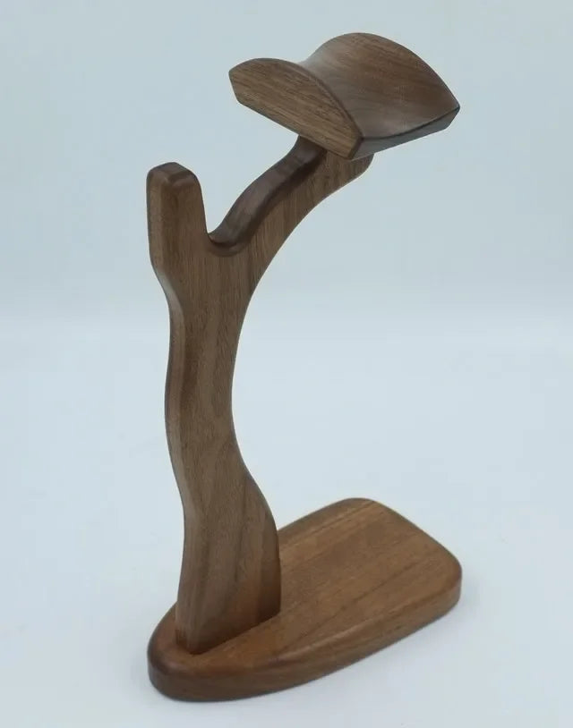 Walnut Wood Headphone Stand Custom Space Saving Gaming Headset