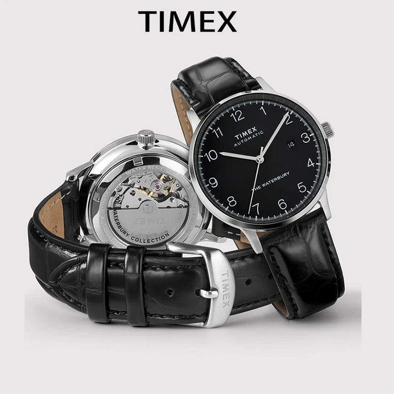 Timex Automatic Men's Watch with Leather Band and Skeleton Dial