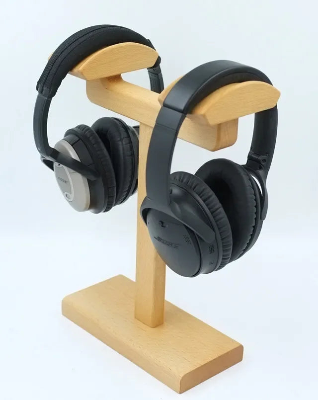 Walnut Wood Headphone Stand Custom Space Saving Gaming Headset