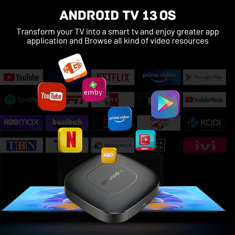 Smart TV Box Mortal T1 – Global Streaming Media Player with Android 13, Bluetooth, Google Assistant, Dual-Band Wi-Fi 2.4G/5G, and 4K Ultra HD