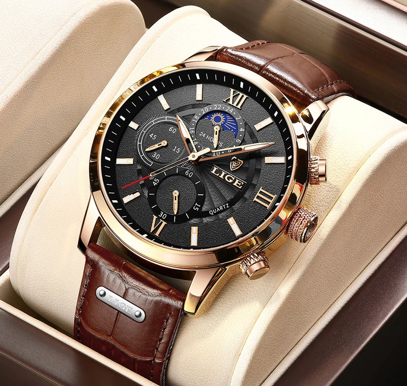 LIGE 2024 Men’s Luxury Watch – Timeless Elegance and Modern Functionality