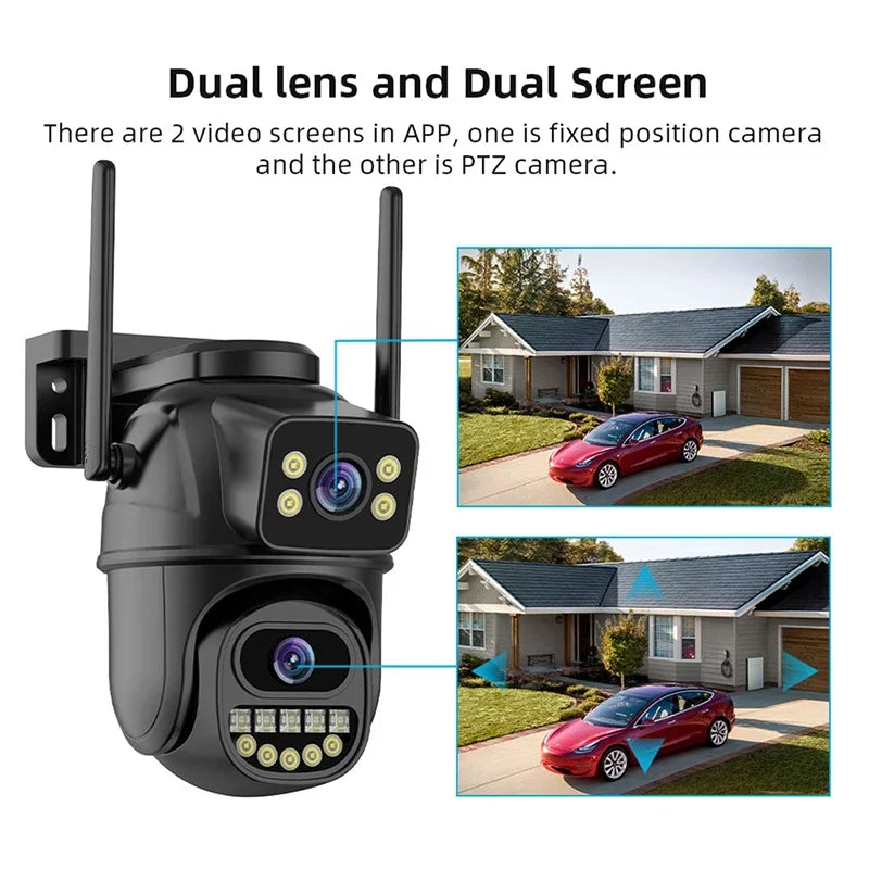 Surveillance Camera, Dual Lens 4X Digital Zoom Artificial Intelligence