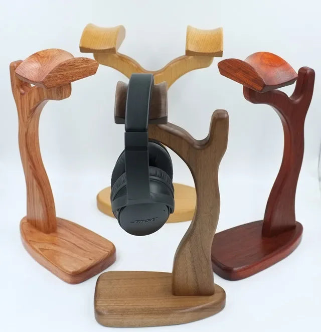 Walnut Wood Headphone Stand Custom Space Saving Gaming Headset