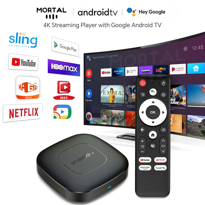 Smart TV Box Mortal T1 – Global Streaming Media Player with Android 13, Bluetooth, Google Assistant, Dual-Band Wi-Fi 2.4G/5G, and 4K Ultra HD