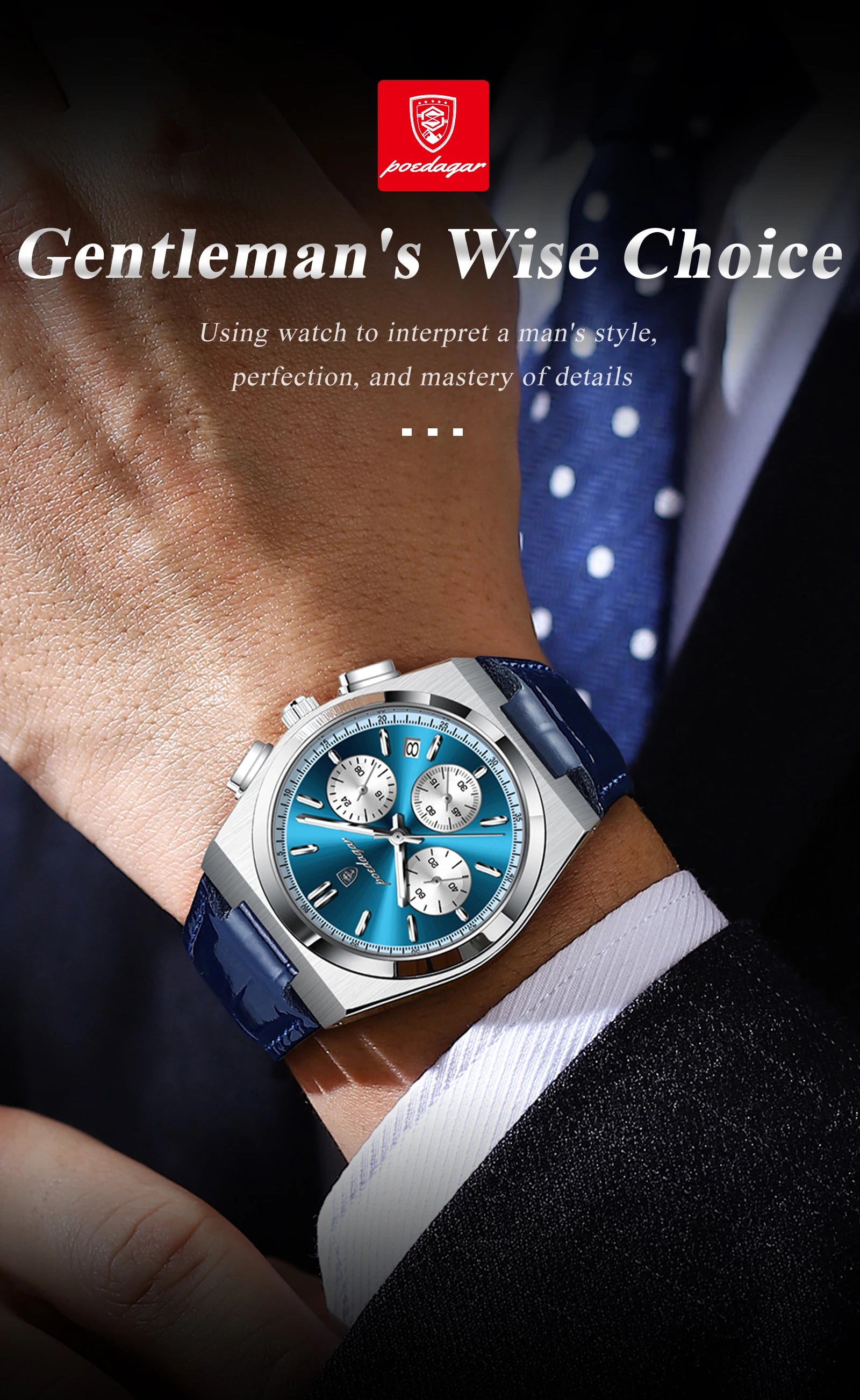 POEDAGAR Luxury Watch For Men Leather Sports Military Man Watch Waterproof Luminous Chronograph Date Quartz Men's Watches Reloj