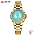 CURREN 9091 Women's Fashion Quartz Watch – Elegant Rose Gold Stainless Steel, Waterproof, Simple Roman Numerals, Casual Ladies' Timepiece