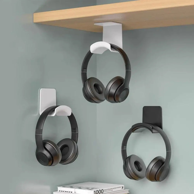 Headphone Stand Adhensive Plastic Wall Mount Hanger Under Desk