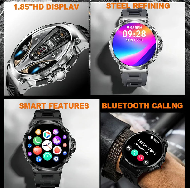 Bluetooth Call Smart Watch Men Sports Fitness Watches  1.85"HD Heart Monitor Waterproof Smartwatch For XIAOMI Android